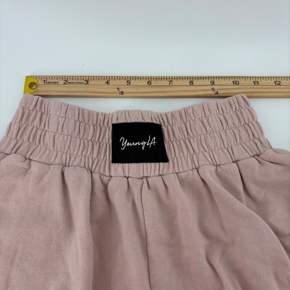 YoungLA Sweat Shorts Women S Dusty Rose Excellent High Waisted Cotton Balletcore - Picture 3 of 8